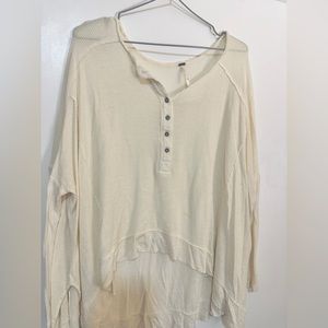 Free People Drape Thermal Beige Waffle Knit